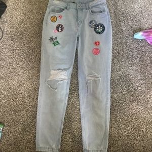Woman’s Light-Washed Patched Jeans